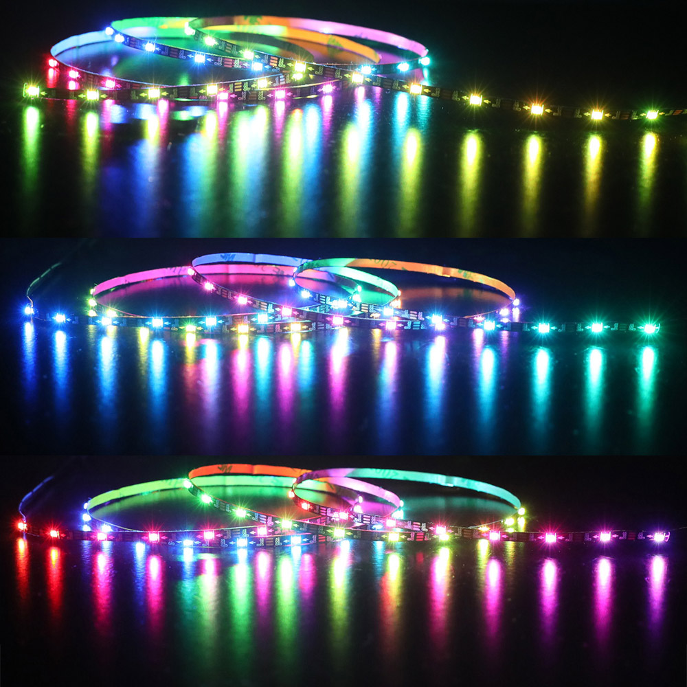 Narrowest 3mm SK6812 RGB Individually Addressable 5V LED Strip 3.28ft - Black PCB Narrowest 3mm SK6812 RGB Individually Addressable 5V LED Strip 3.28ft - Black PCB